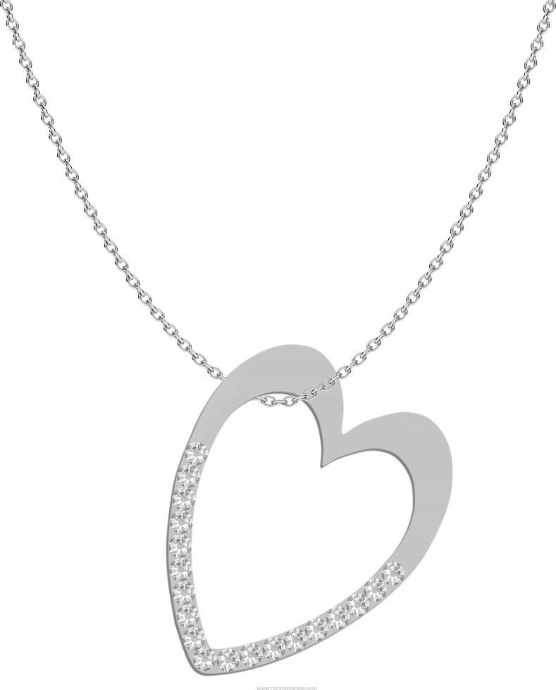 Radziszewska Jewellery Naszyjnik Srebrny Serce Duże Prezent Biżuteria na Dzień Kobiet ŻYCZENIA