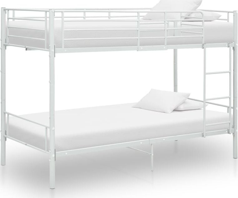 vidaXL Łóżko piętrowe, białe, metalowe, 90 x 200 cm