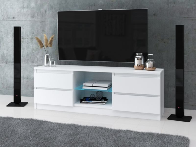 Szafka Rtv Wisząca Do Salonu 138cm Nowoczesny Biały Stolik Pod Tv Pojemny