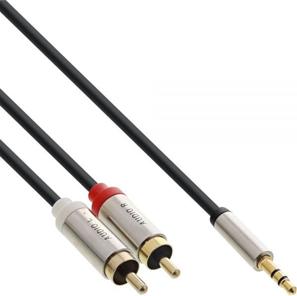 Kabel InLine Jack 3.5mm - RCA (Cinch) x2 3m srebrny (99243)