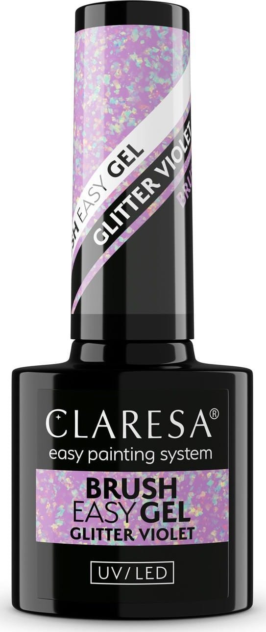 CLARESA Brush Easy Gel Żel do paznokci - Glitter Violet 5 g