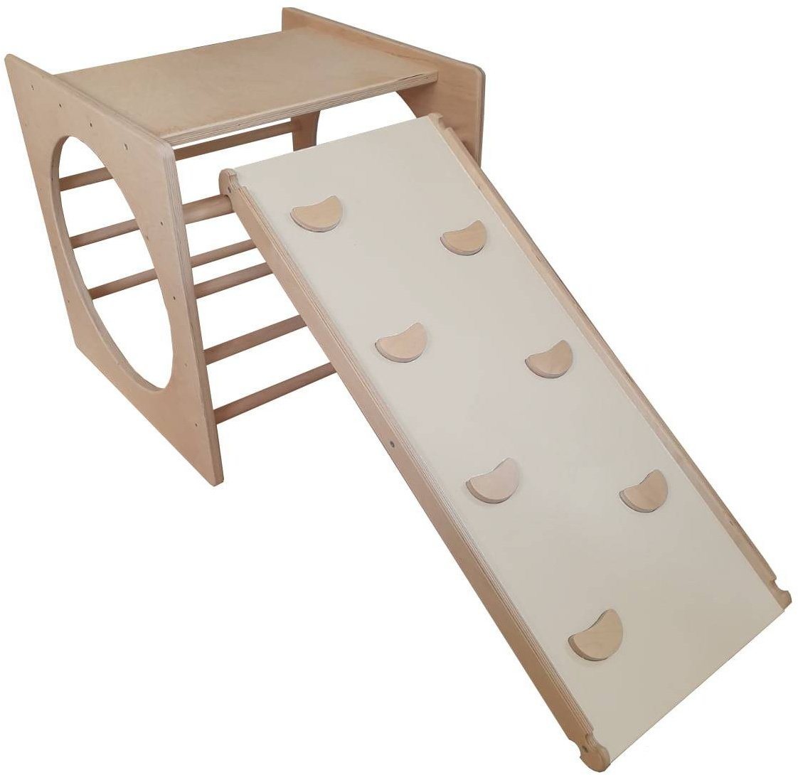 Kostka wspinaczkowa drewno dla dzieci Box Plus + zjeżdżalnia drewniana