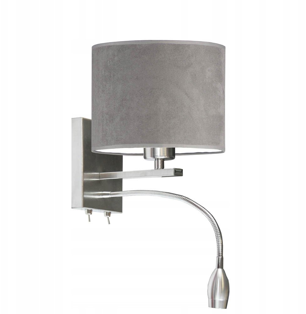 Kinkiet ścienny LED do czytania w łóżku SENEGAL WELUR z welurowym abażurem