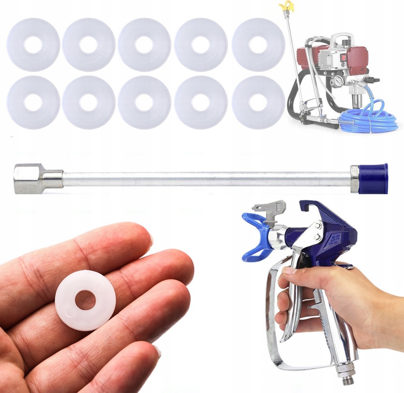 Rosfix 10X USZCZELKA 7/8 PRZEDŁUŻKA AGREGAT DYSZA LANCA 30CM PISTOLET MALARSKI