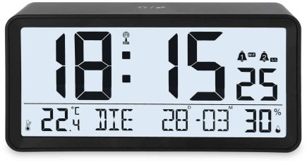 ADE Zegar elektroniczny z dużym wyświetlaczem, 19 x 5 x 9 cm, czarny