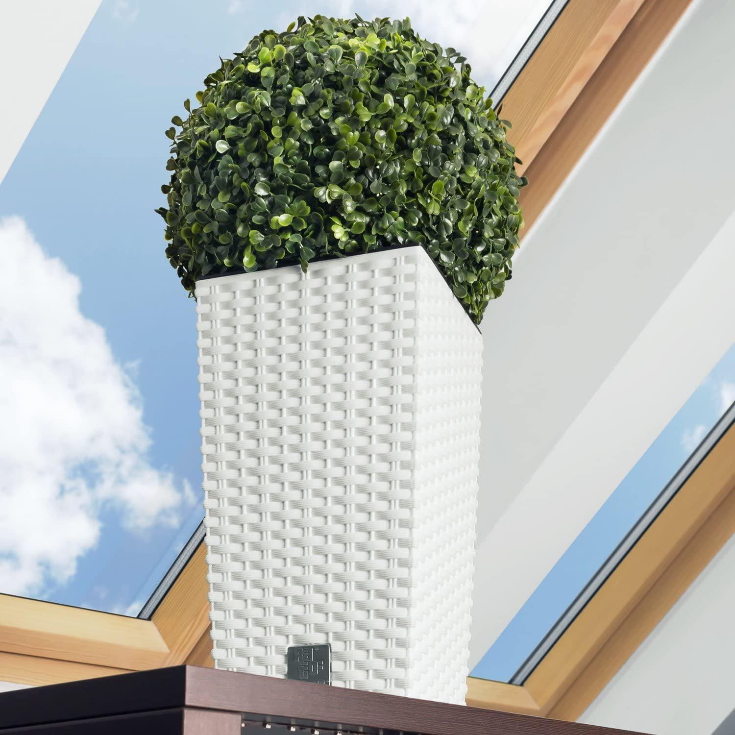 Prosperplast Doniczka ratanowa BIAŁA 55 x 29x 29 cm