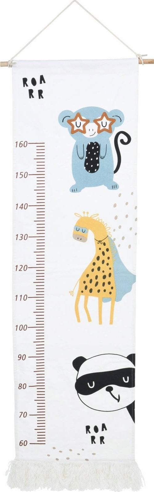 Home Styling Collection Miarka wzrostu na ścianę płócienna z frędzlami, do 160 cm wzrostu, 40 x 140 cm