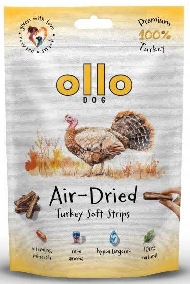 Ollo suszone paski przysmak z indyka dla psa 80g