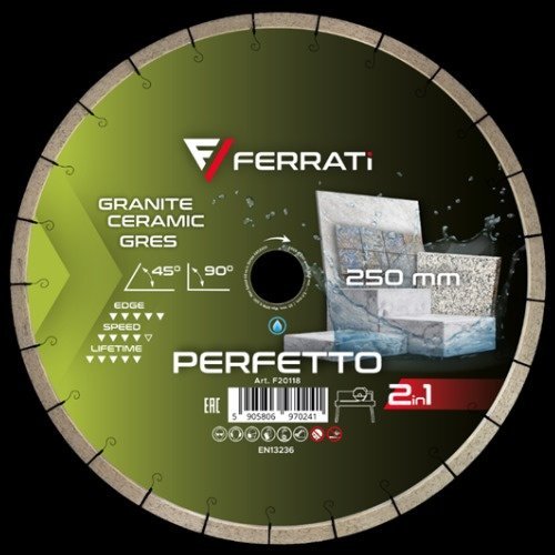 FERRATI TARCZA DIAMENTOWA TNĄCA PERFETTO 250 MM x 25,4 MM 2in1