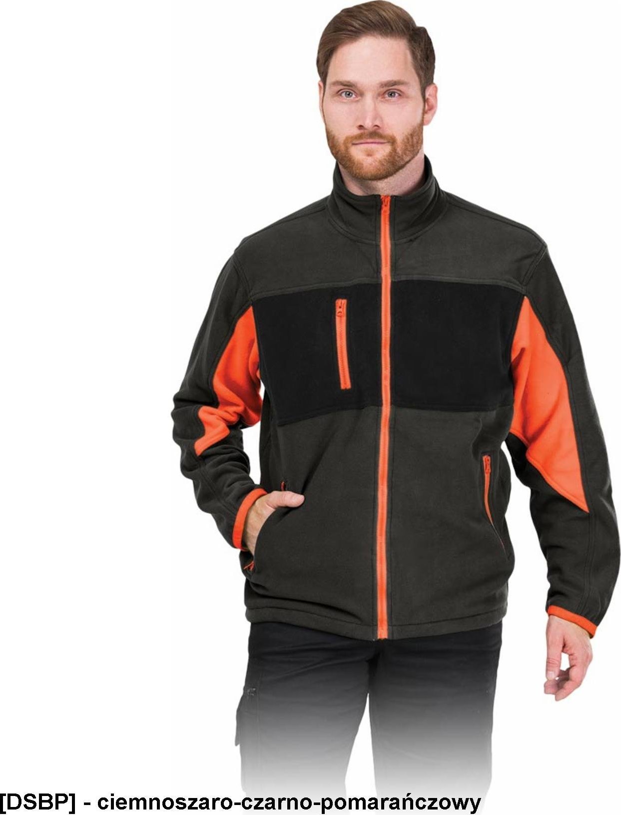 Leber&Hollman LH-FMN-P - bluza polarowa - ciemnoszaro-czarno-pomarańczowy M