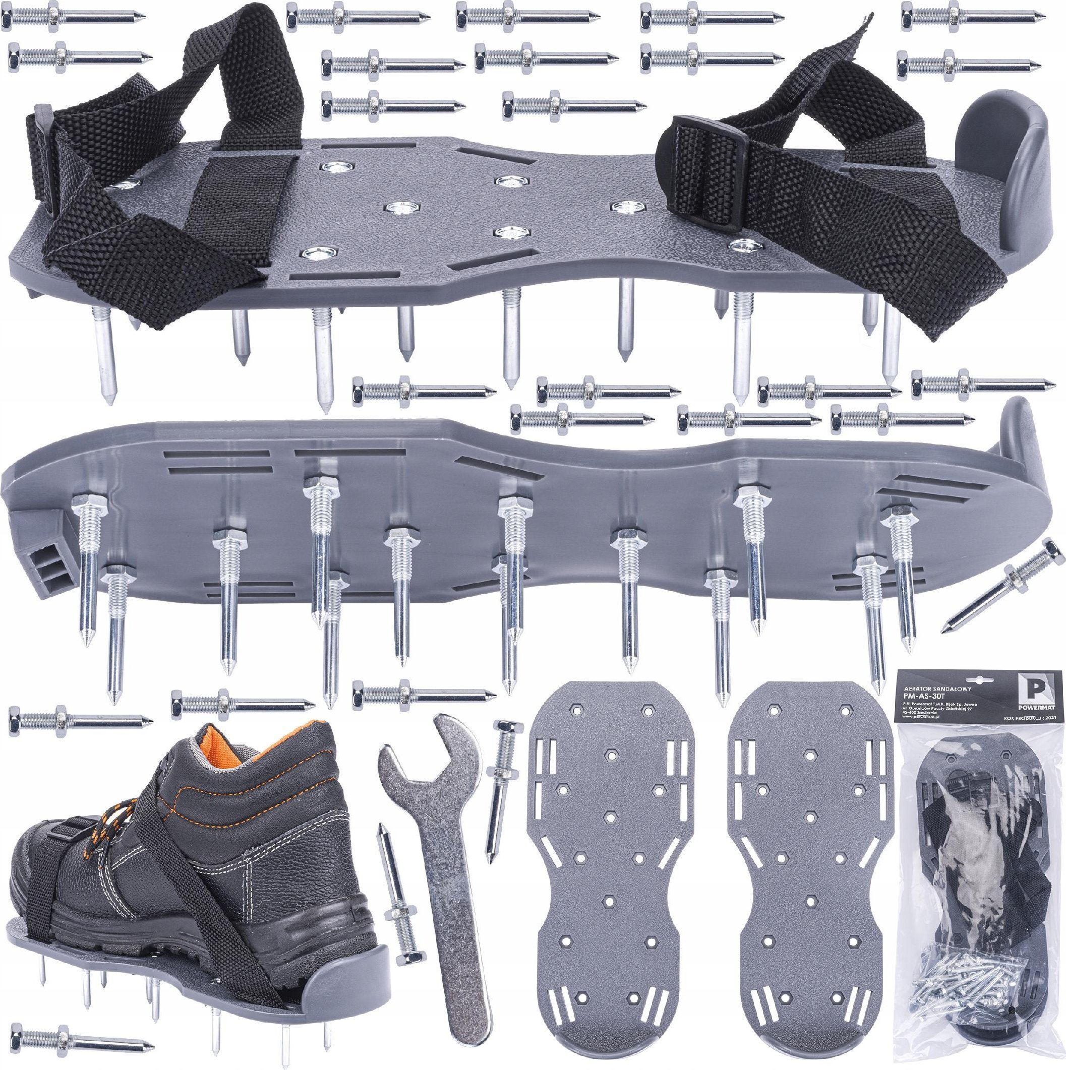 Powermat AERATOR SANDAŁOWY Z 26 KOLCAMI BUTY DO AERACJI OGRODU NAKŁADKI NAKŁUWACZ