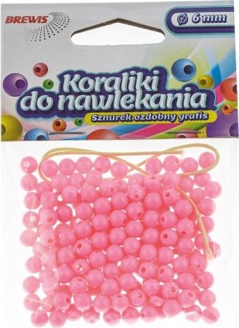 BREWIS Koraliki do nawlekania BREWIS 6mm K6-5 różowy Brewis