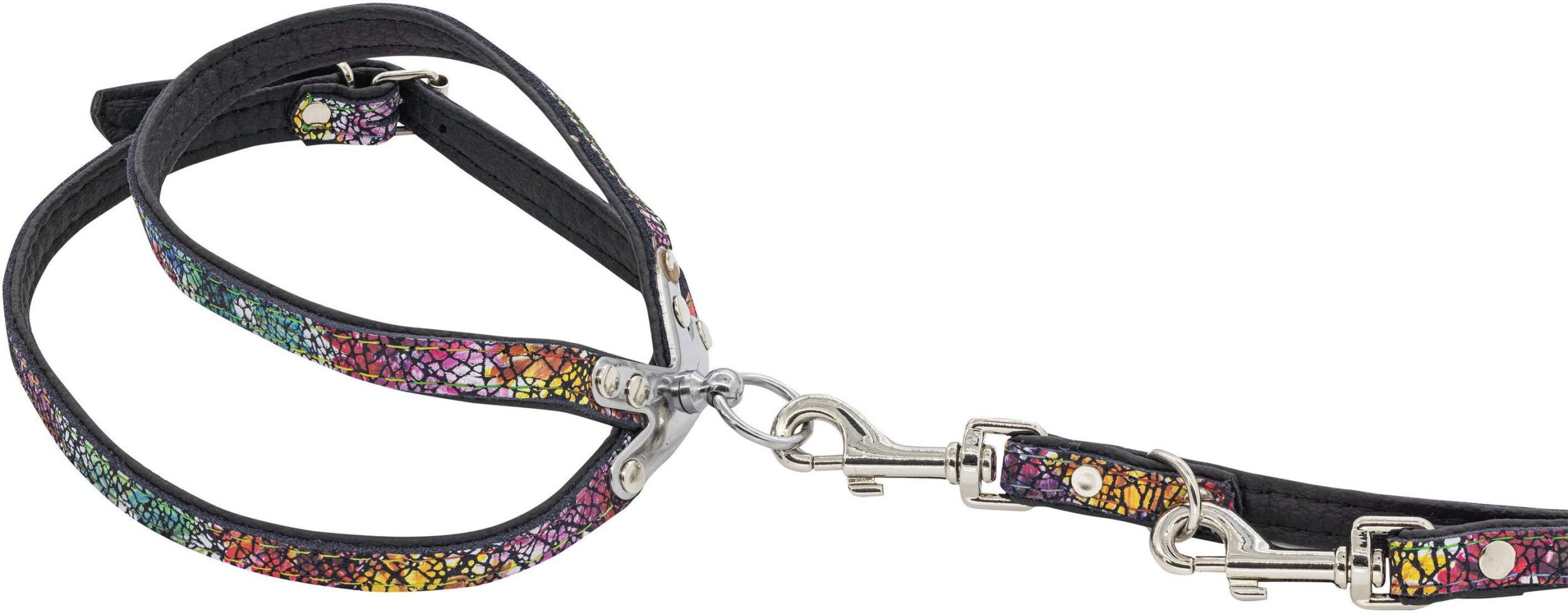 Barry King Szelki dla psa skórzane kwiaty, L-XL, 16mm/55cm