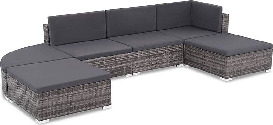 Elior 6-częściowy zestaw ogrodowy z zaokrąglonym stołkiem szary - Bero 6D