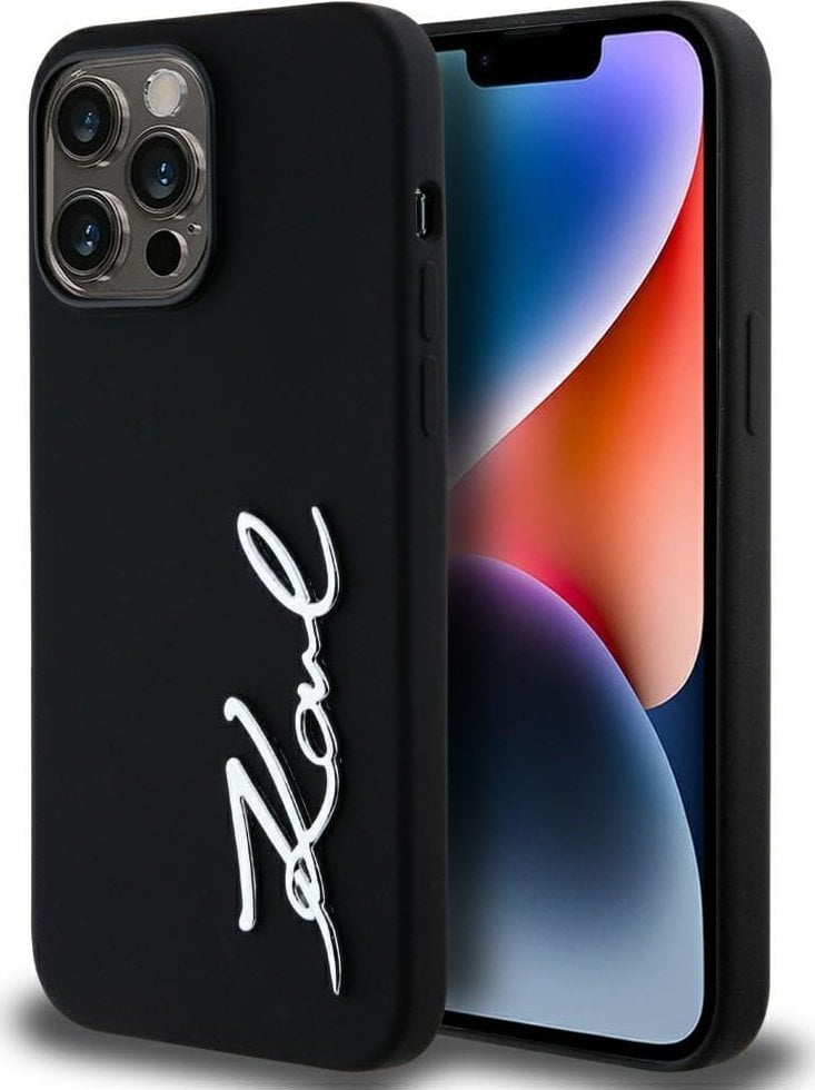 Etui Karl Lagerfeld Silicone Metal Script Logo do iPhone 14 Pro Max czarny