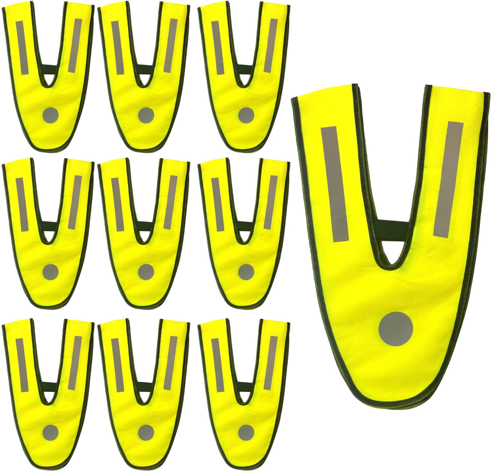 Szelki odblaskowe ostrzegawcze dla dzieci i młodzieży żółte zestaw 10szt