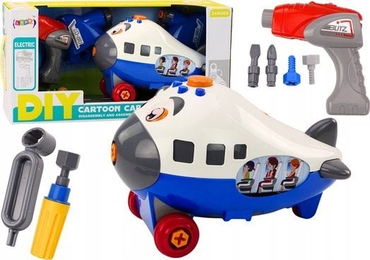LeanToys Samolot Kreskówkowy Do Skręcania Skrzydła DIY Niebieski