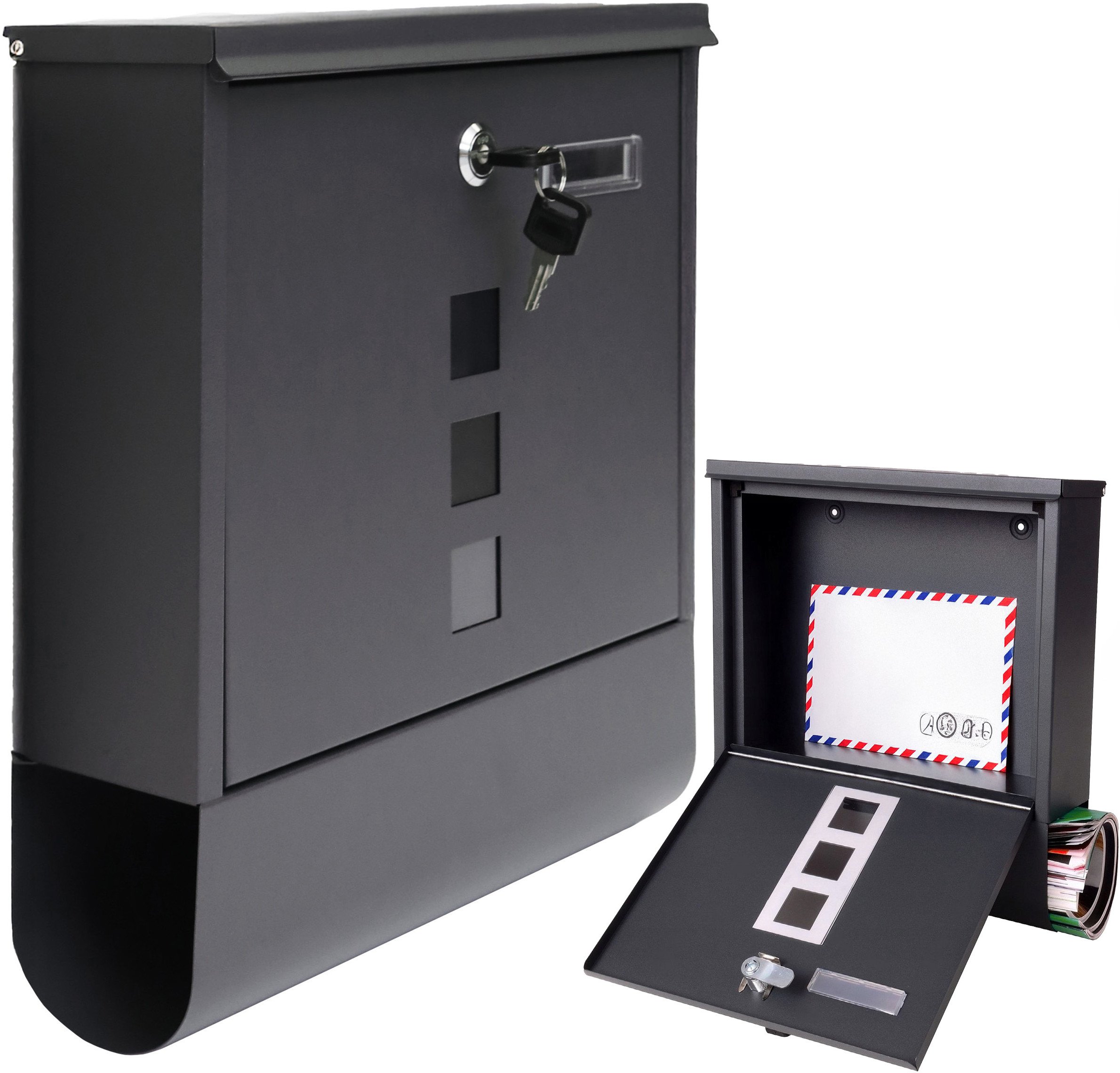 Duża skrzynka pocztowa na listy gazety ulotki pocztę A4 szary antracyt