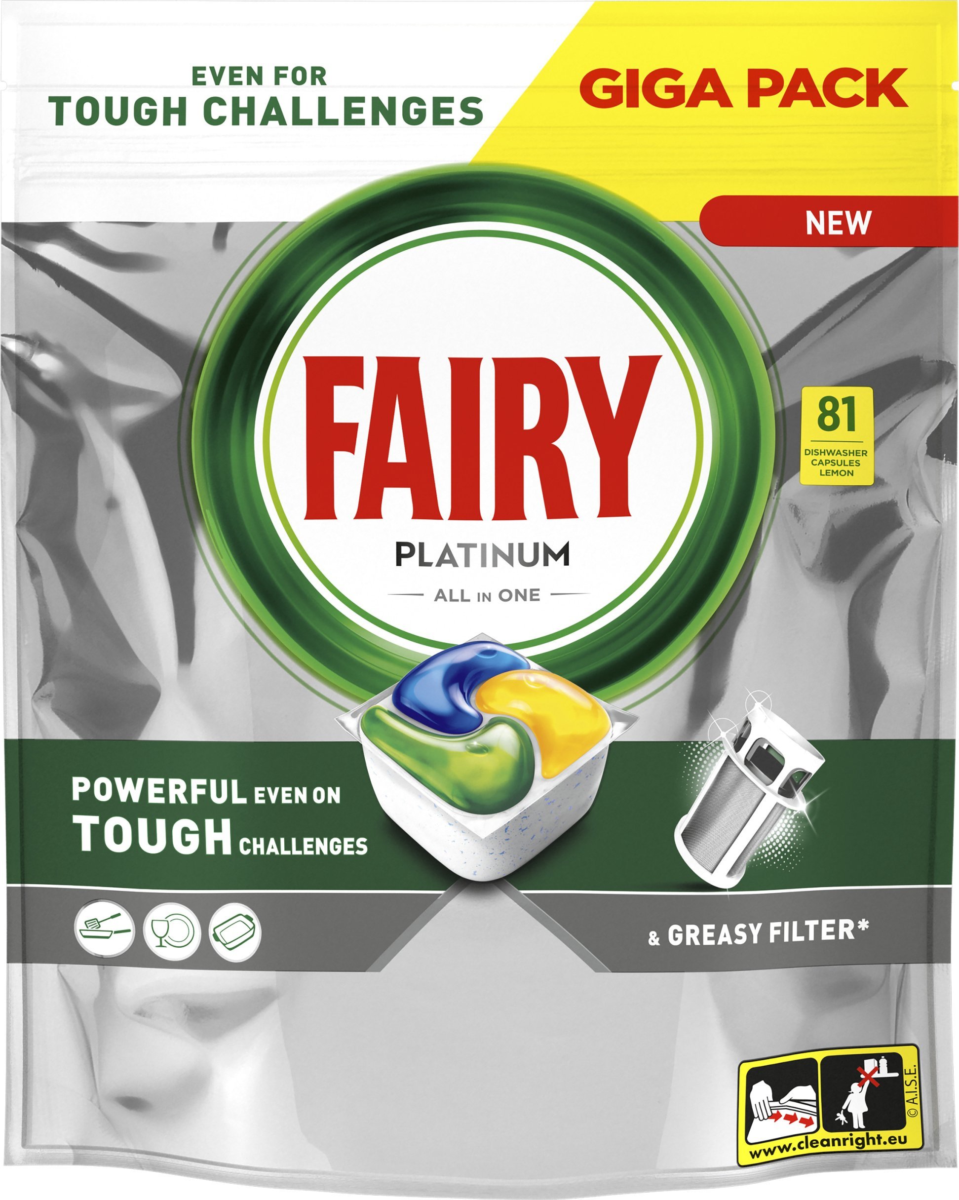Fairy Kapsułki do zmywarki Platinum All in One Lemon 81 szt.