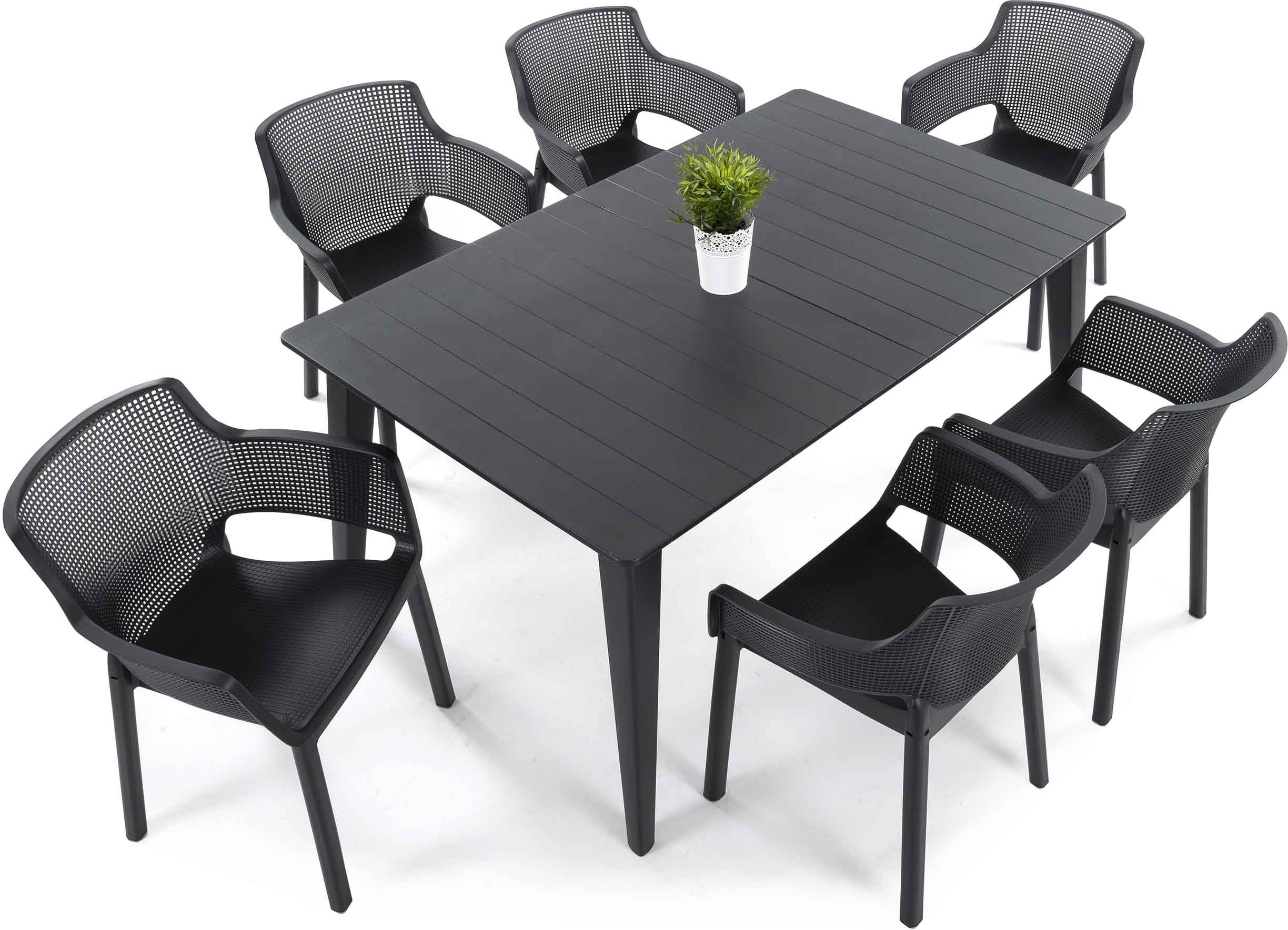 Zestaw mebli ogrodowych Keter Elisa/Lima dla 6 osób 6+1 grafitowy