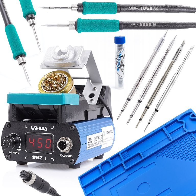 Stacja Lutownicza YIHUA 982-I 2x Kolba 4x Groty T210/T245/C210/C245 Mata