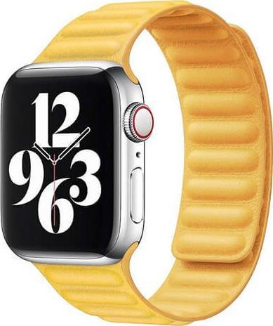 THD Pasek skórzany żółty california poppy do Apple Watch 42/44 mm, rozmiar uniwersalny, seria 1,2,3,4,5,6,7