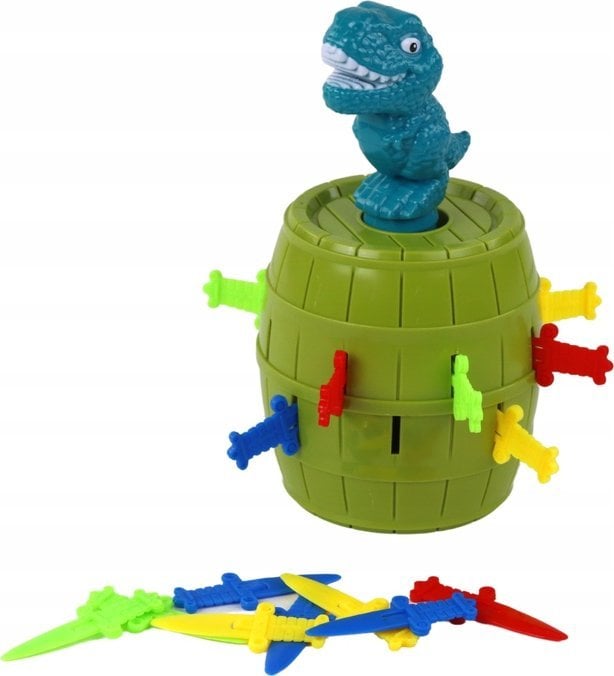 LeanToys Gra Zręcznościowa Dinozaur W Beczce Wyskakujący Dinozaur
