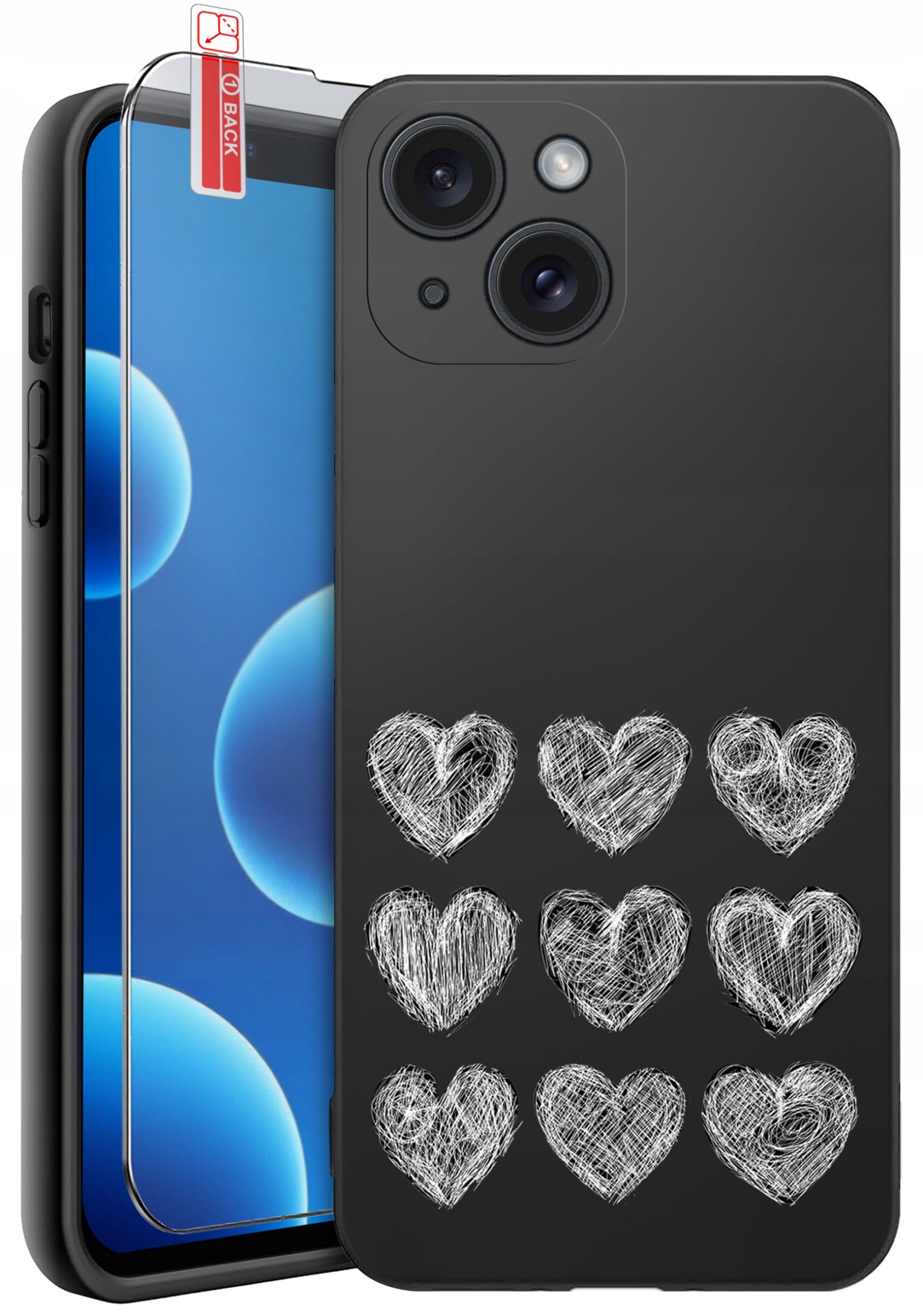 ETUI do iPhone 13 | 14 | WZORY | SILIKONOWE MATT CASE + SZKŁO 9H