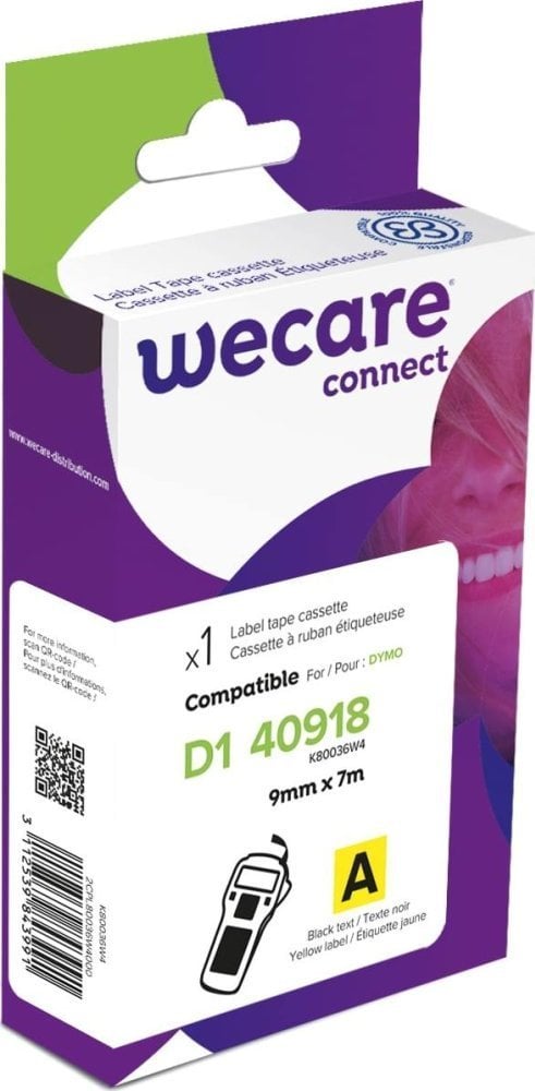 Armor WECARE Taśma ARMOR do DYMO S0720730, czarny/żółta, 9mm x 7m