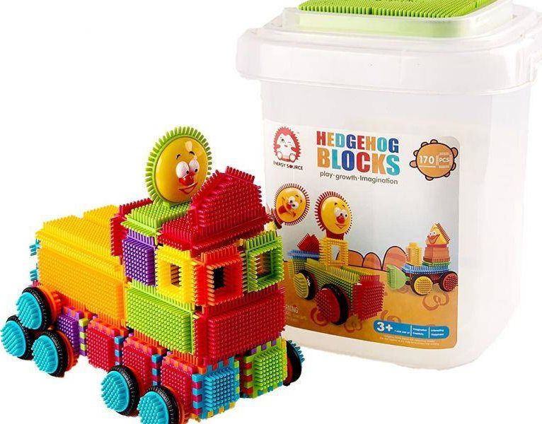 KIK Klocki konstrukcyjne w wiaderku wafle Jeżyki Grzebyki 170 el.