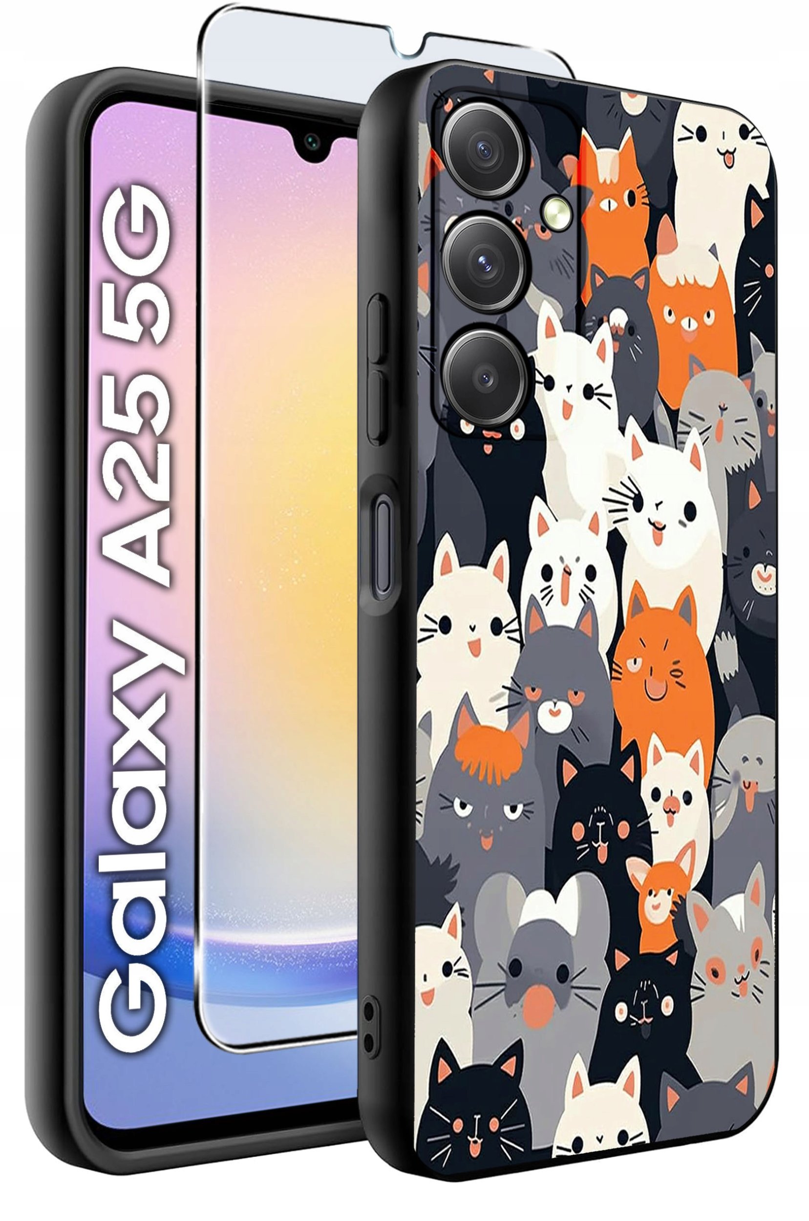 ETUI do Samsung A25 5G WZORY | SILIKONOWE MATT CASE + SZKŁO HARTOWANE 9H