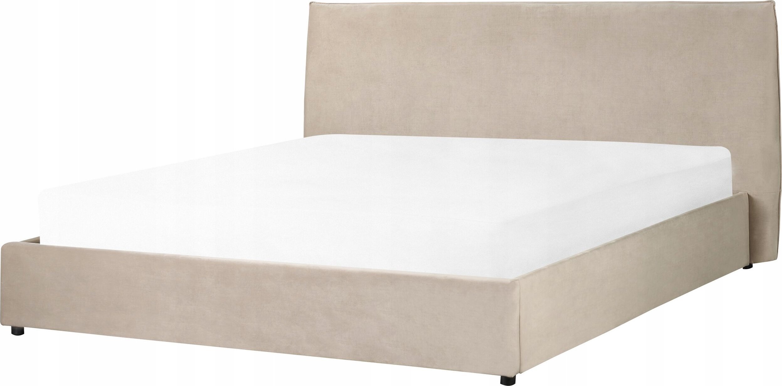 Beliani Łóżko z pojemnikiem welurowe 180 x 200 cm beżowoszare LAVAUR