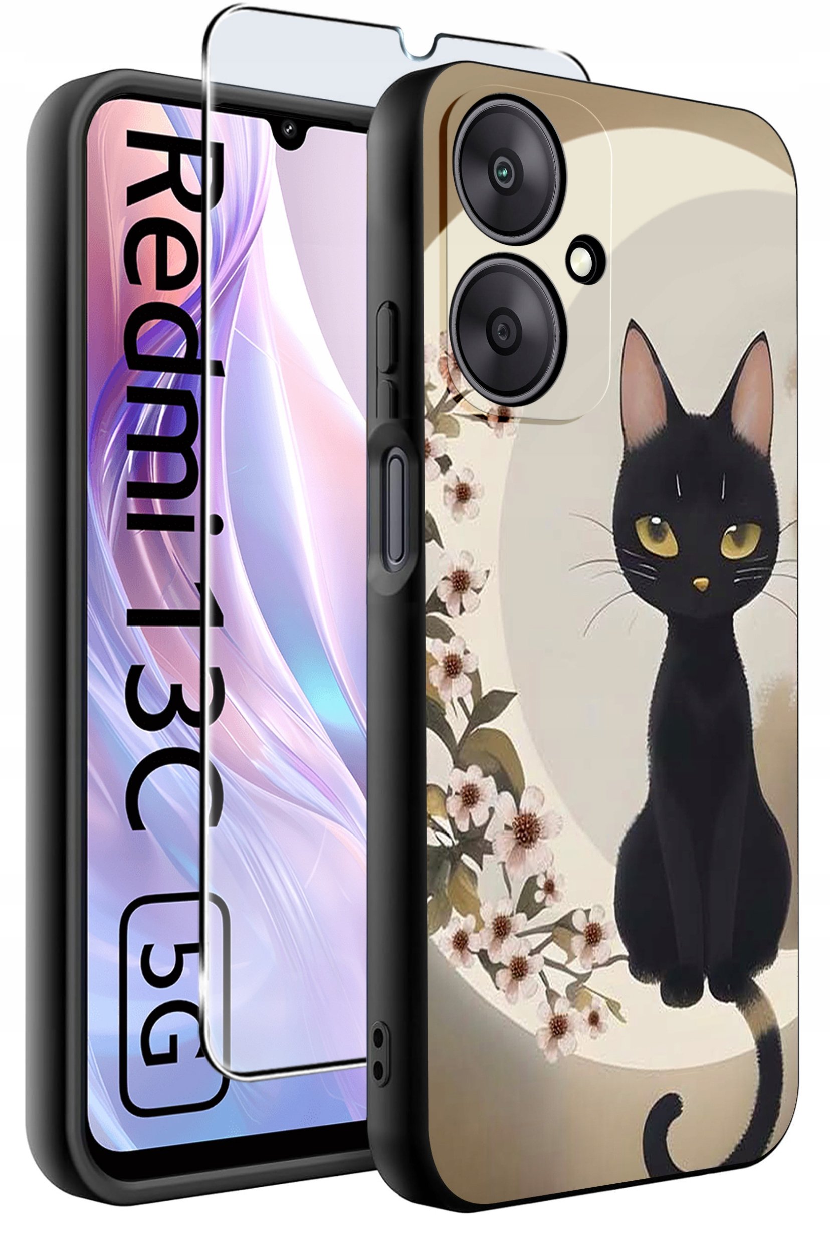 ETUI do Xiaomi Redmi 13C 5G WZORY |SILIKONOWE MATT CASE +SZKŁO HARTOWANE 9H