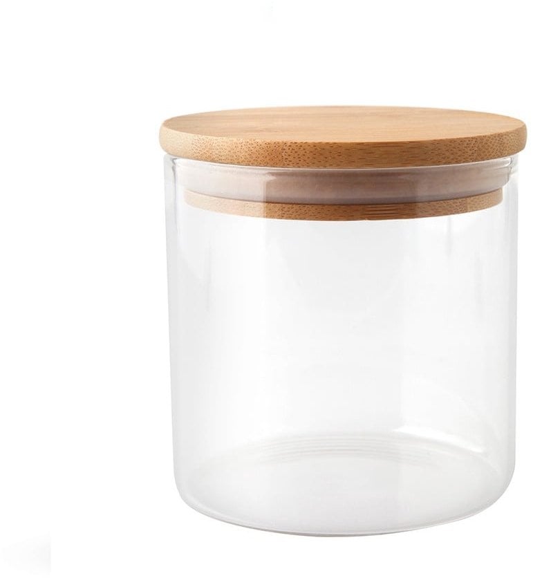 JAR STORAGE ROUND GLAS W BAMBO LID 0.5L