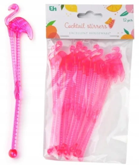 Zestaw 12 kolorowych dekoracji do koktajli 24cm Plastikowe