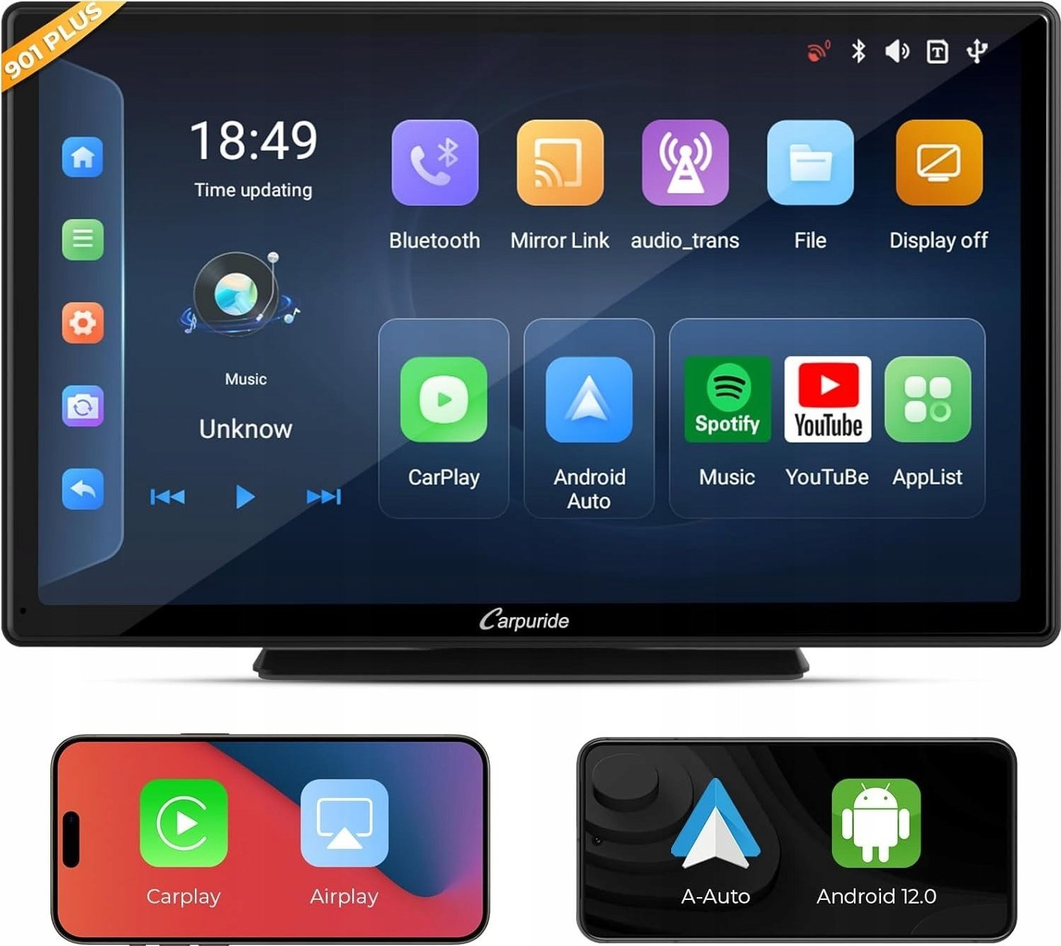 Radioodtwarzacz Carpuride Radioodtwarzacz CARPURIDE W901 Plus radio samochodowe 3 w 1 GPS, Siri 2024