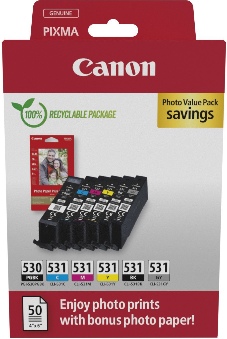 Canon Ink 6117C004 / PGI-530/CLI-531 Multipack BK,C,M,Y,GY