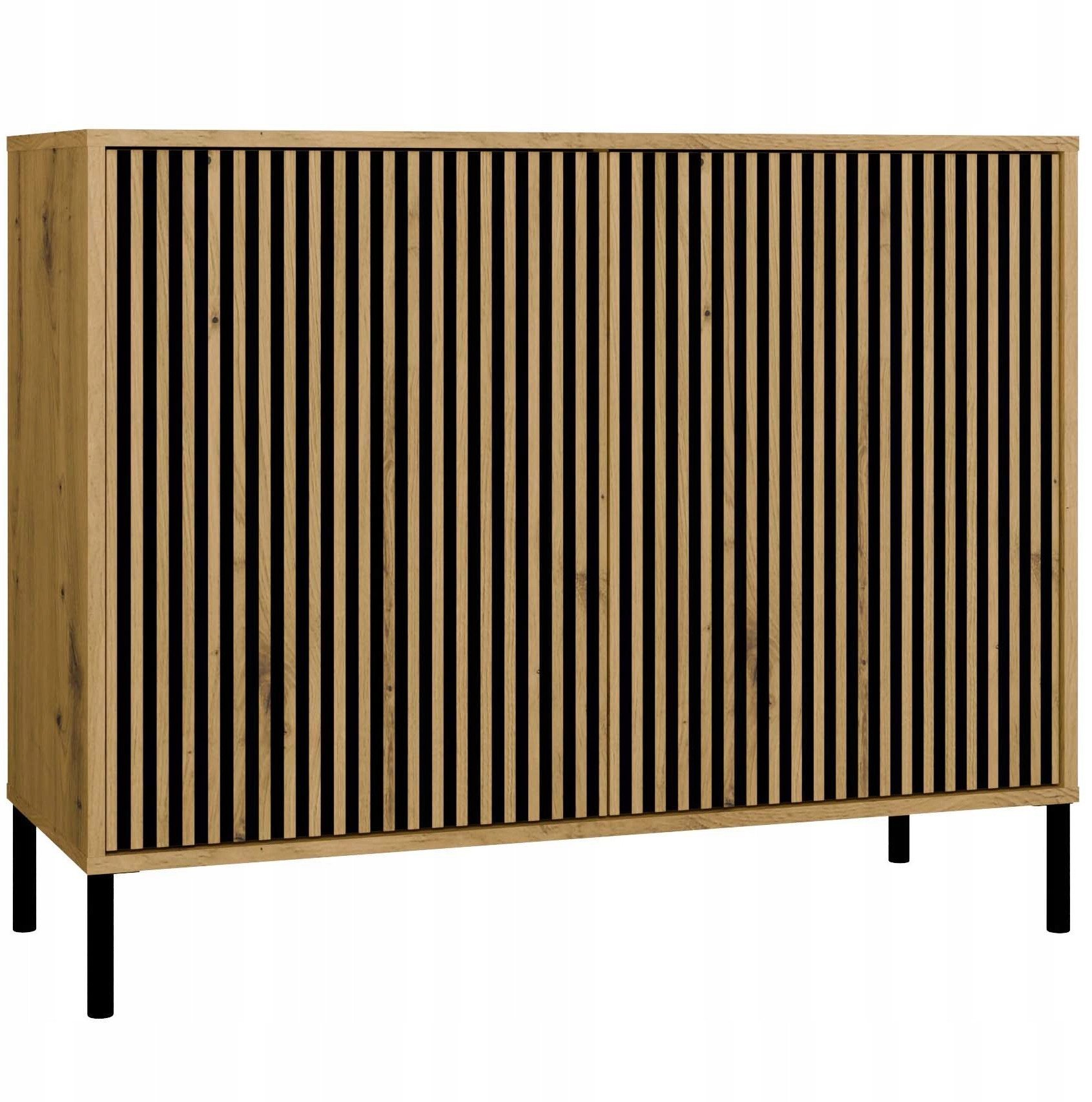 Komoda KAMARO 2D SLIM DĄB ARTISAN Lamele Front Ryflowany