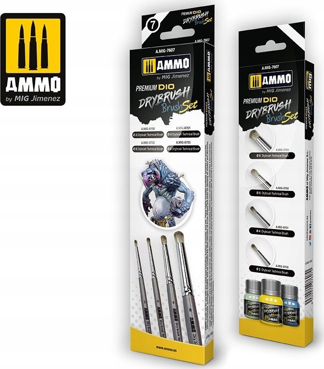 Vallejo Ammo: Premium DIO Drybrush Brush Set
