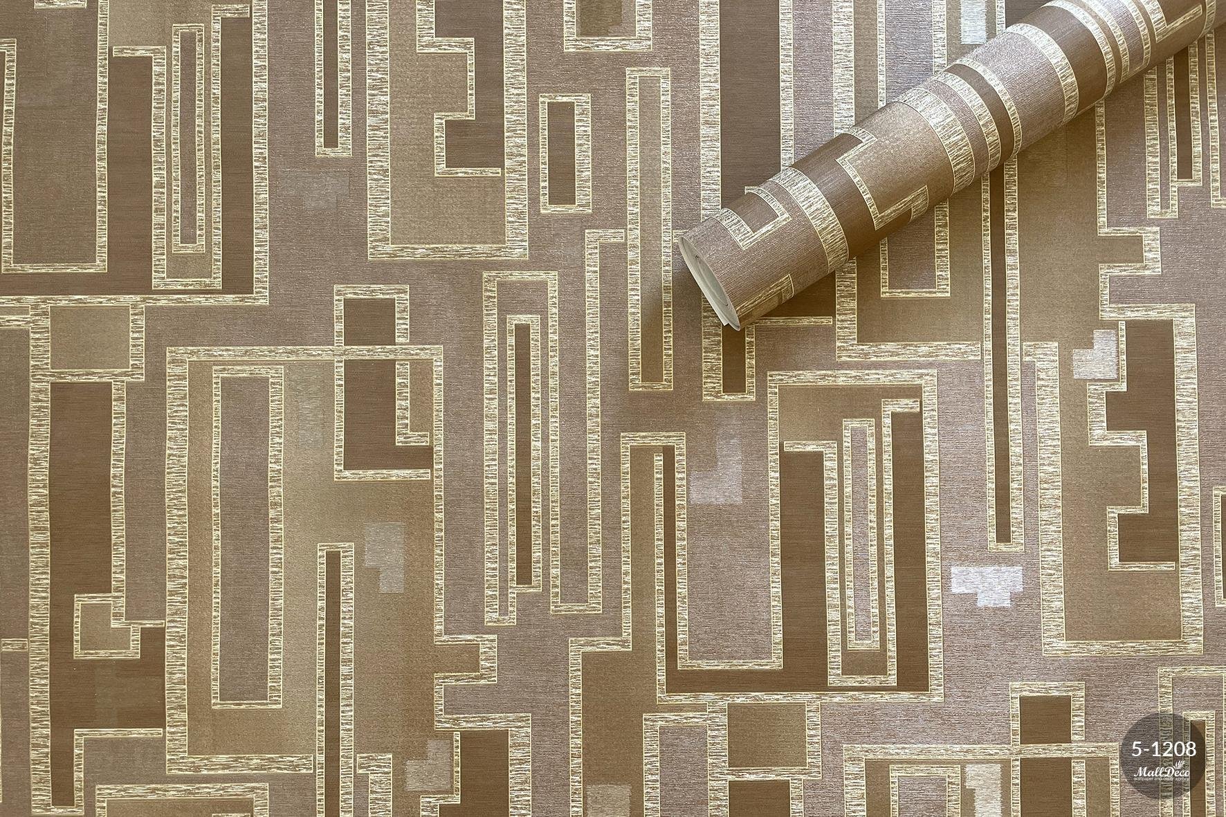 MallDeco CIEMNO BEŻOWA TAPETA WINYLOWA JEAN