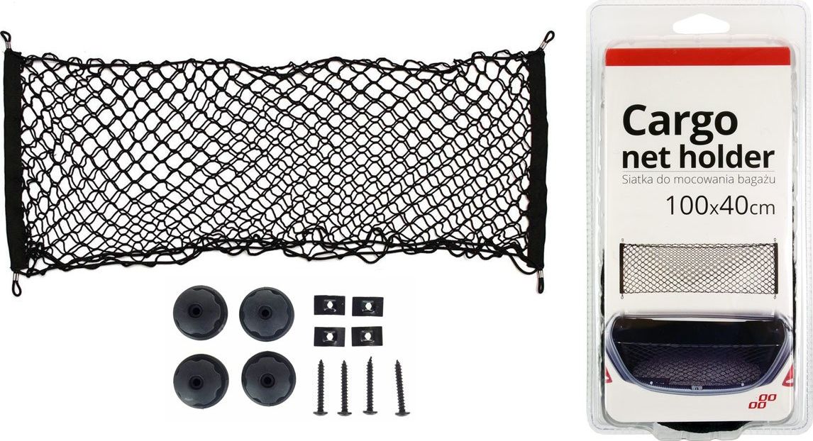 AMiO Siatka do mocowania bagażu AMIO 100x40 cm (z kieszenią i uchwytami)