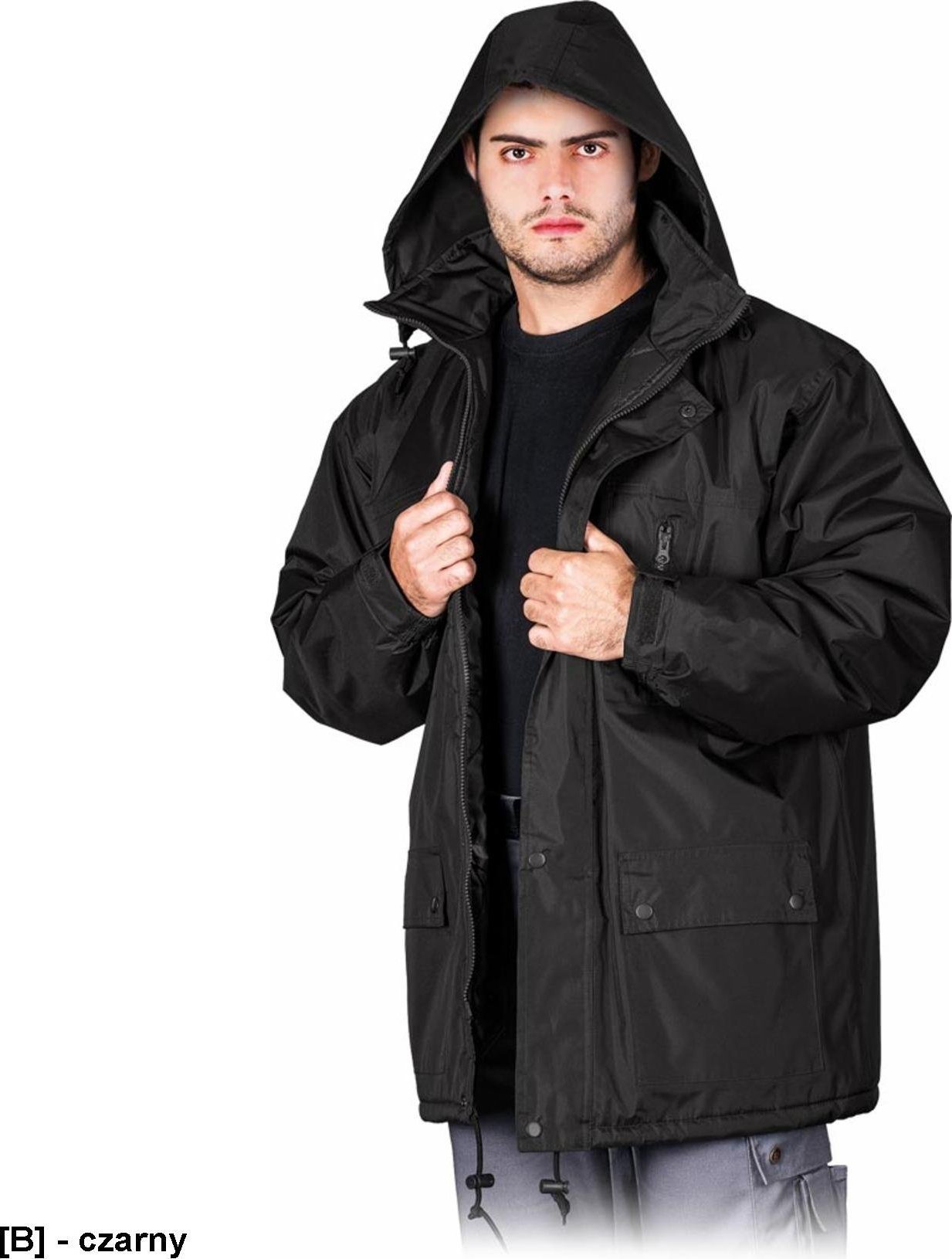 R.E.I.S. ALASKA - kurtka zimowa, wentylacja, kaptur chowany w kołnierzu - czarny 3XL