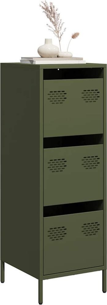 vidaXL vidaXL Szafka, oliwkowa, 39x35x103,5 cm, stal