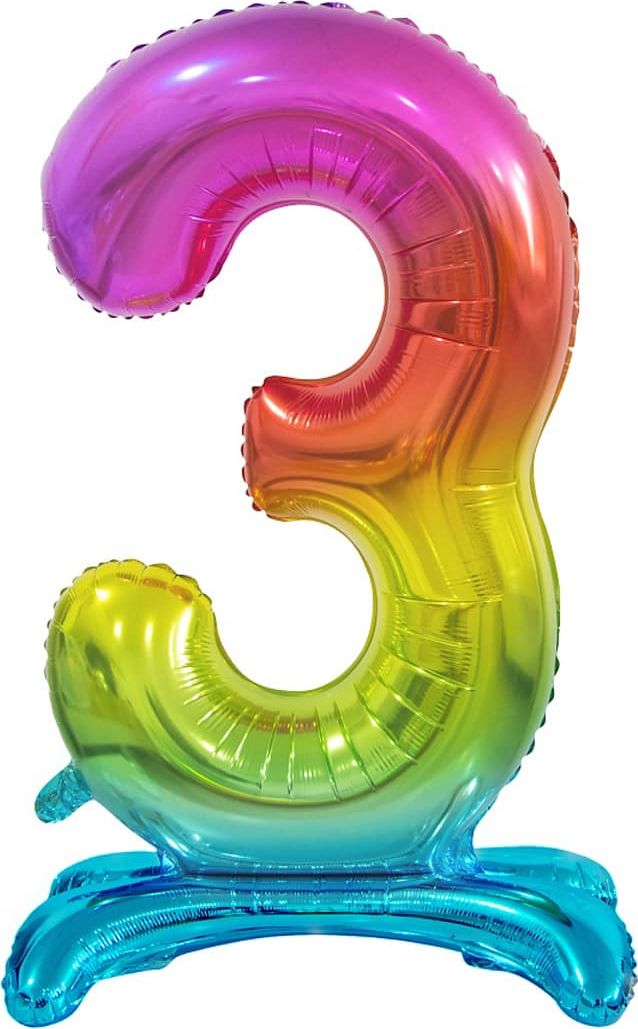 GoDan Balon foliowy cyfra 3 tęczowa - 74 cm uniwersalny