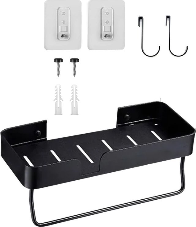 SHOPUJ.PL PÓŁKA ŁAZIENKOWA METALOWA CZARNA PROSTOKĄTNA