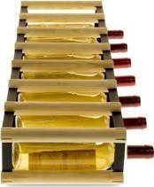 Wamar-Sosenka Regał na wino Stojak na 7 Butelek Szklanych/ PET RW-8/ 7x1 Surowy Naturalny Metal + Drewno RW-8-7x1-7