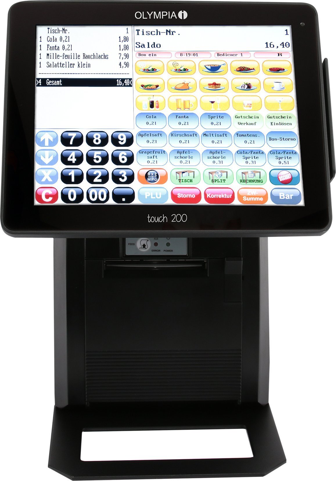 Olympia Olympia Kasse Touch 200 TSE schwarz HINWEIS BEACHTEN