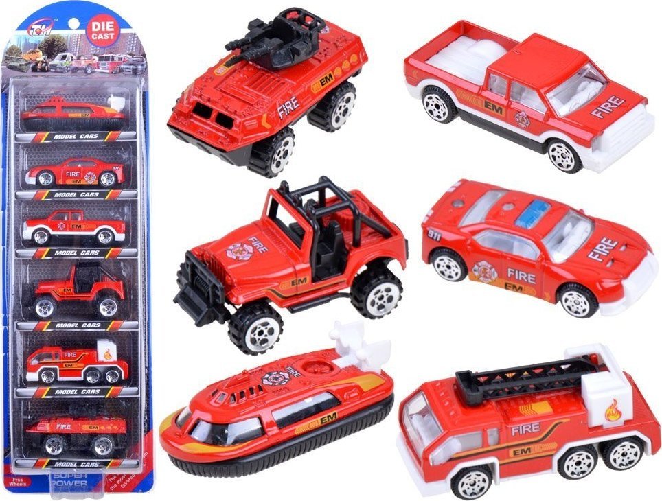 Jokomisiada Resoraki zestaw 6szt straż pożarna metalowe ZA3505