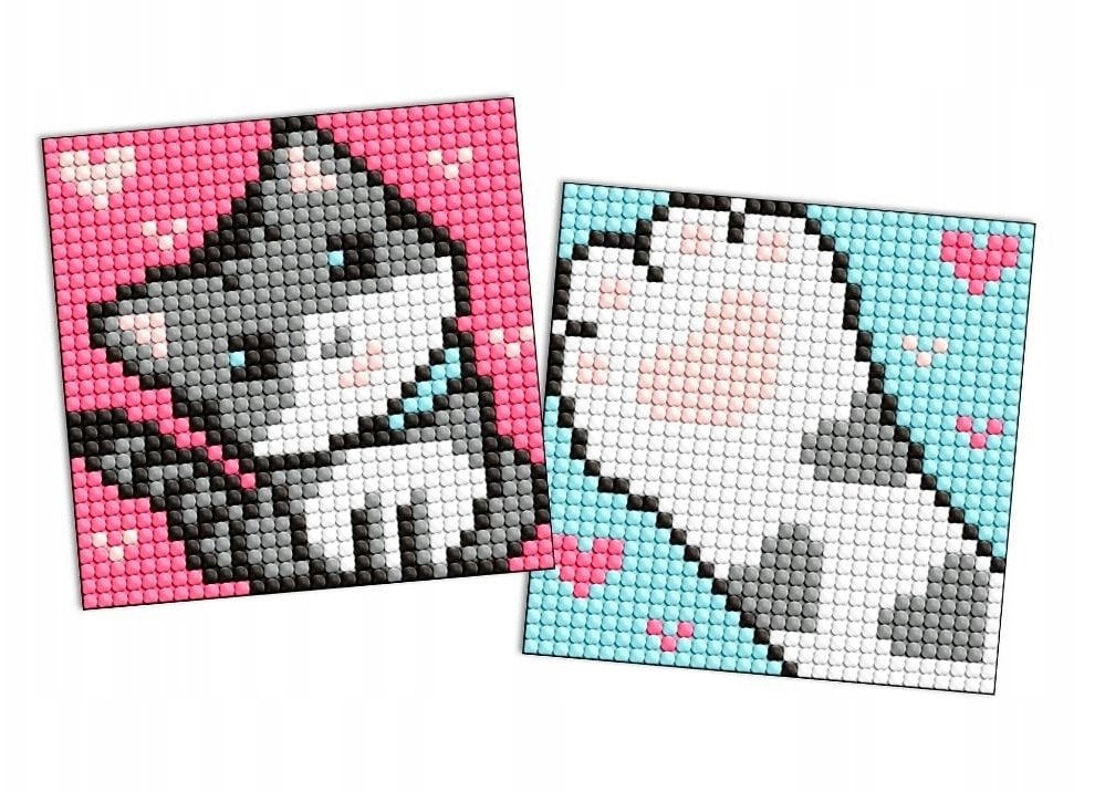 Diamentowa mozaika na magnesie IDEYKA, 9x9 cm, kids, szary puszysty, 2 szt.