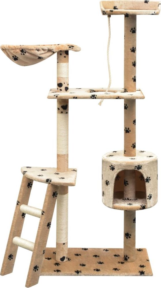 vidaXL Drapak dla kota, 150 cm, beżowy w kocie łapki (170488) - 170488